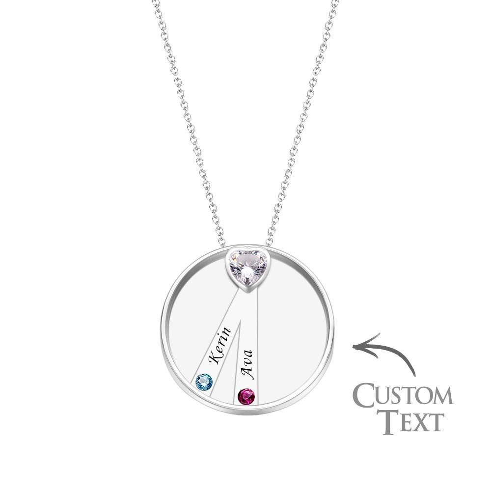 Engravable Birthstone Necklace Charming Circle Pendant Jewelry Gifts For Women - soufeelus