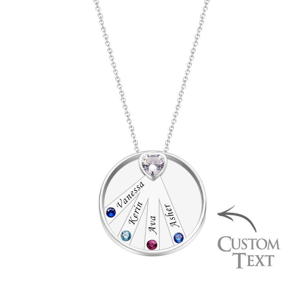 Engravable Birthstone Necklace Charming Circle Pendant Jewelry Gifts For Women - soufeelus