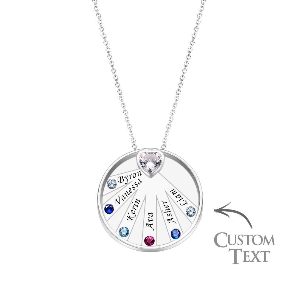 Engravable Birthstone Necklace Charming Circle Pendant Jewelry Gifts For Women - soufeelus