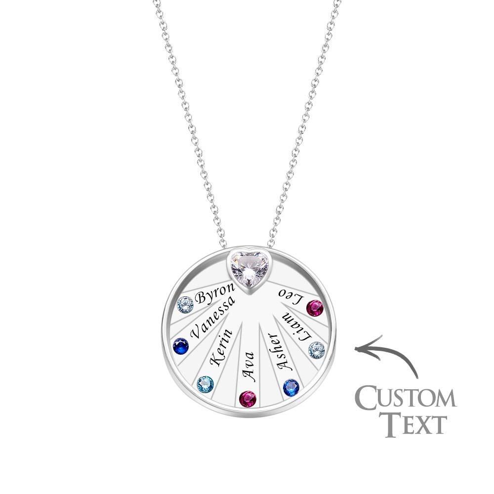 Engravable Birthstone Necklace Charming Circle Pendant Jewelry Gifts For Women - soufeelus