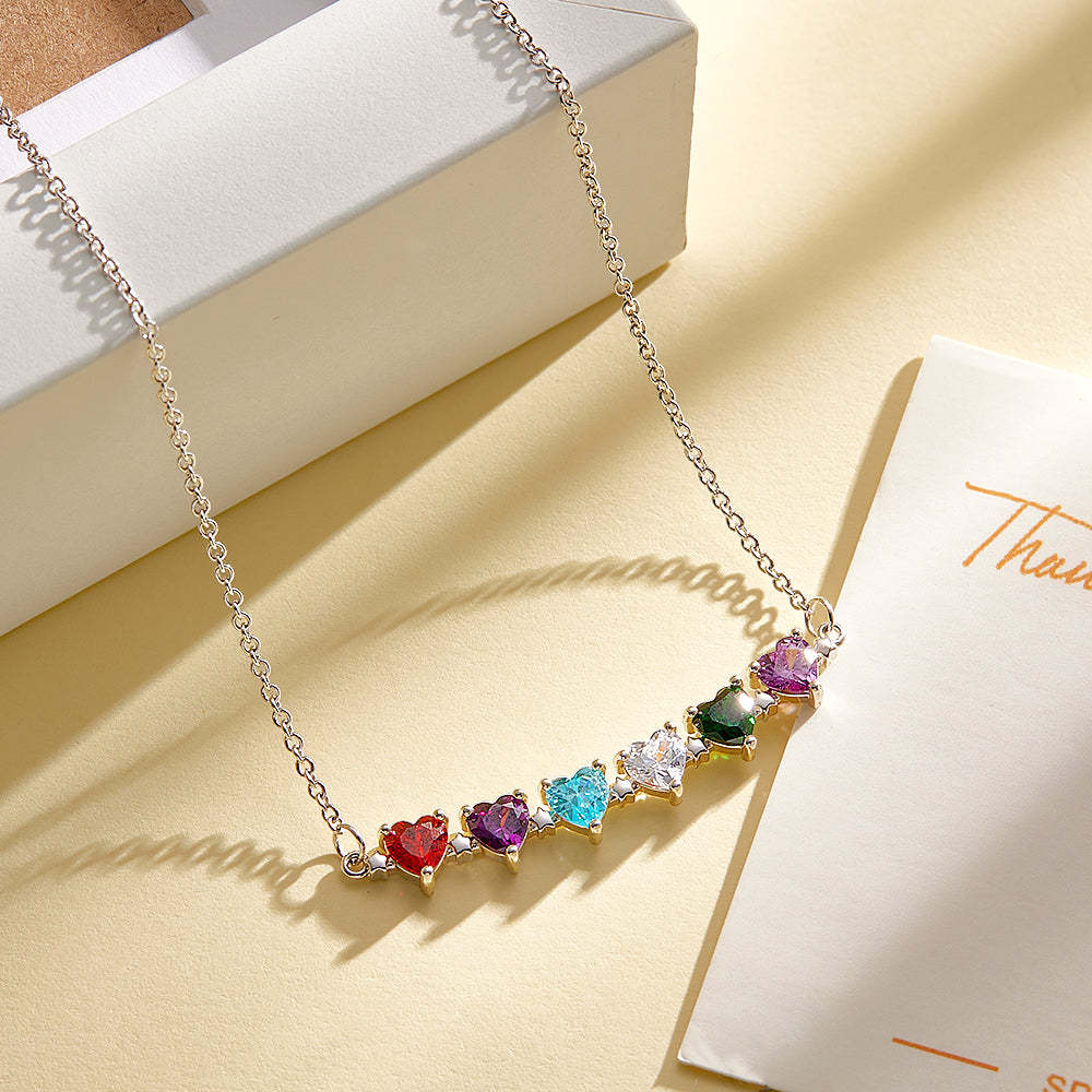 Personalized Heart-Shaped Birthstone Necklace Anniversary Birthday Gift for Her - soufeelus