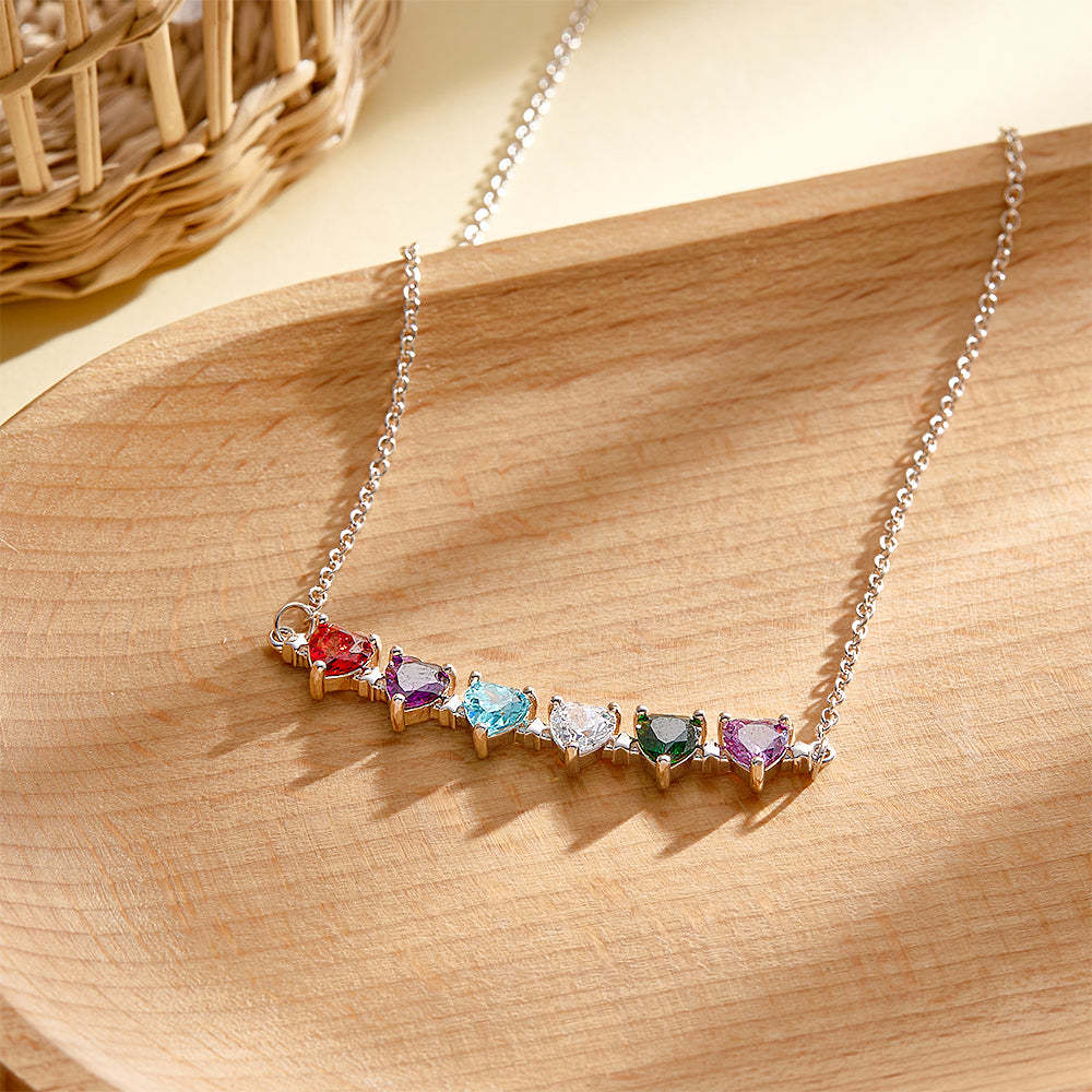 Personalized Heart-Shaped Birthstone Necklace Anniversary Birthday Gift for Her - soufeelus