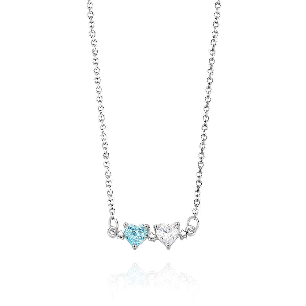 Personalized Heart-Shaped Birthstone Necklace Anniversary Birthday Gift for Her - soufeelus