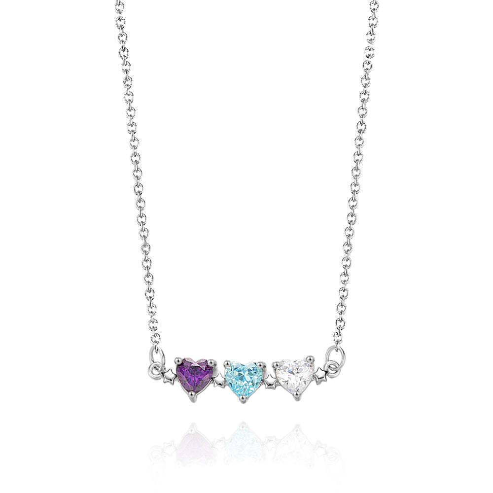 Personalized Heart-Shaped Birthstone Necklace Anniversary Birthday Gift for Her - soufeelus