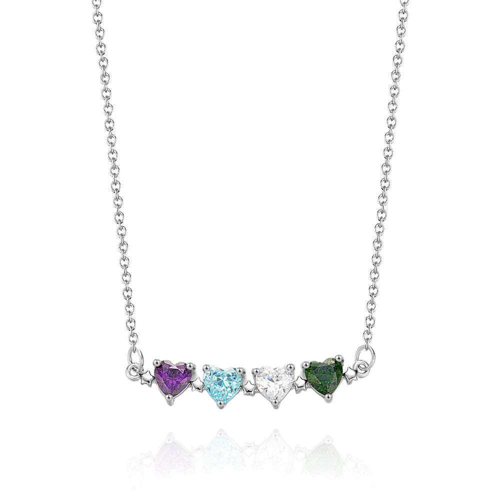 Personalized Heart-Shaped Birthstone Necklace Anniversary Birthday Gift for Her - soufeelus