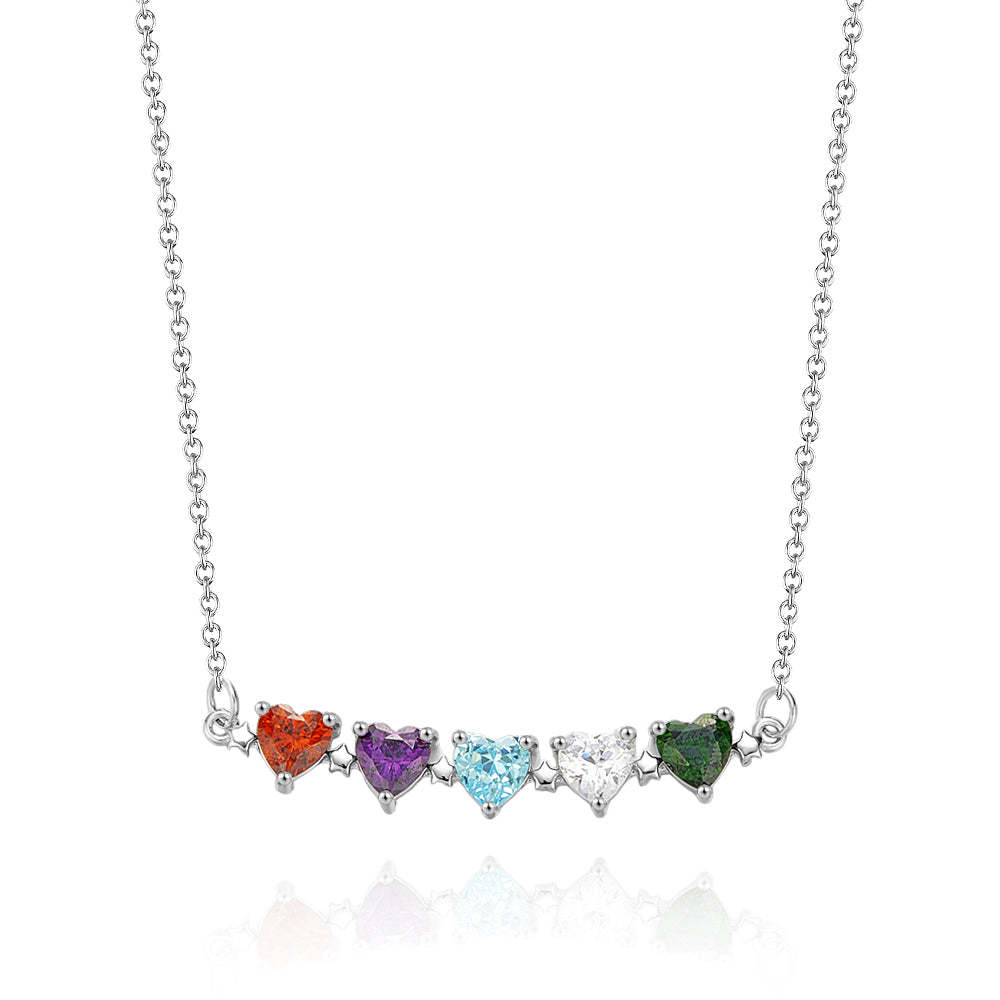 Personalized Heart-Shaped Birthstone Necklace Anniversary Birthday Gift for Her - soufeelus