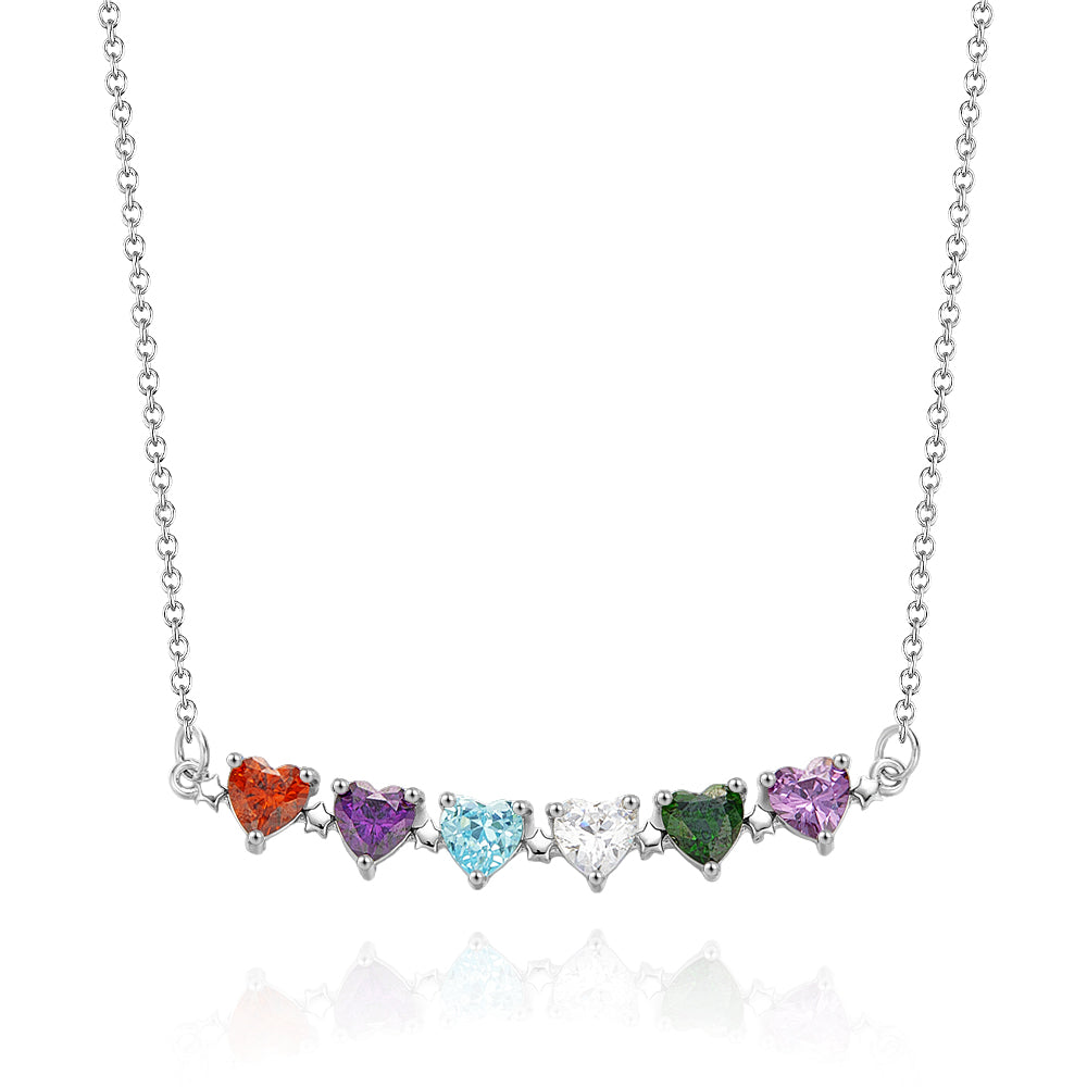 Personalized Heart-Shaped Birthstone Necklace Anniversary Birthday Gift for Her - soufeelus