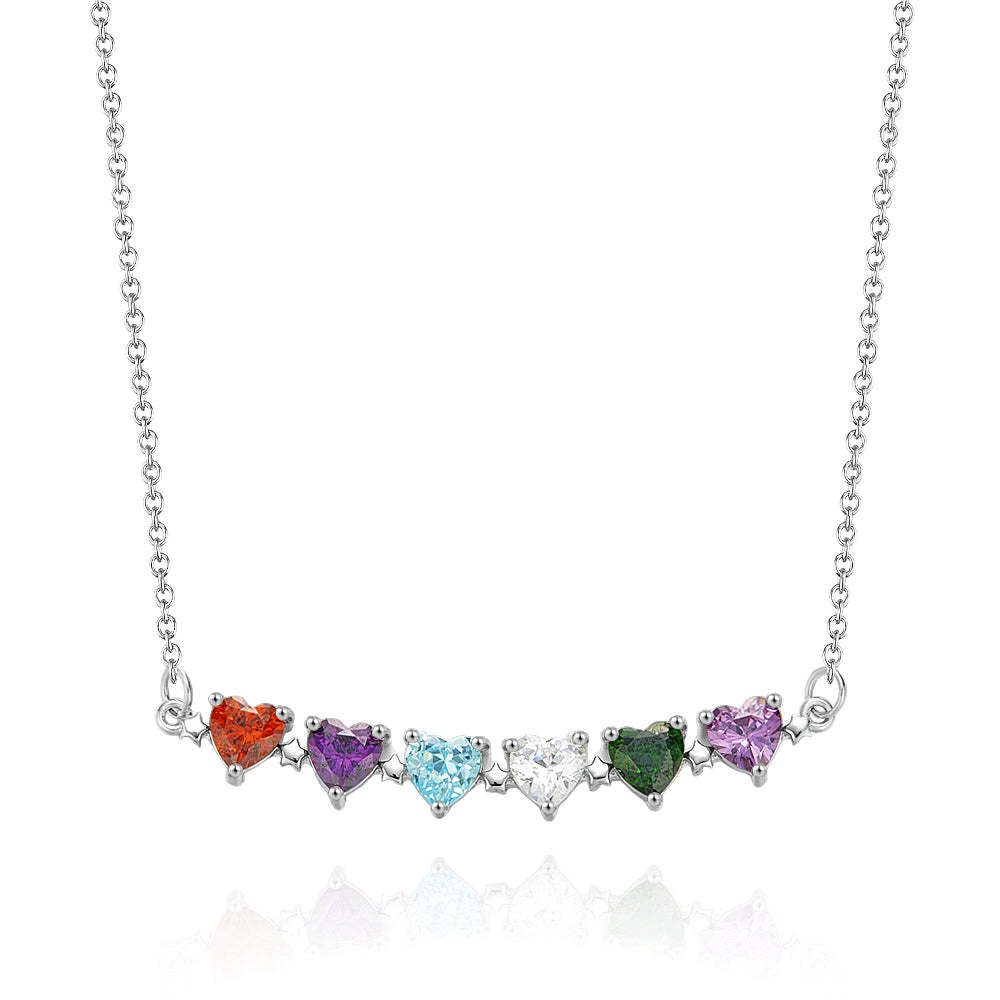 Personalized Heart-Shaped Birthstone Necklace Anniversary Birthday Gift for Her - soufeelus