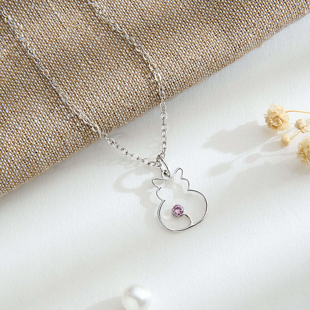 Custom Cat Necklace with Birthstone Necklace Birthday Anniversary Gift for Pet Lover - soufeelus