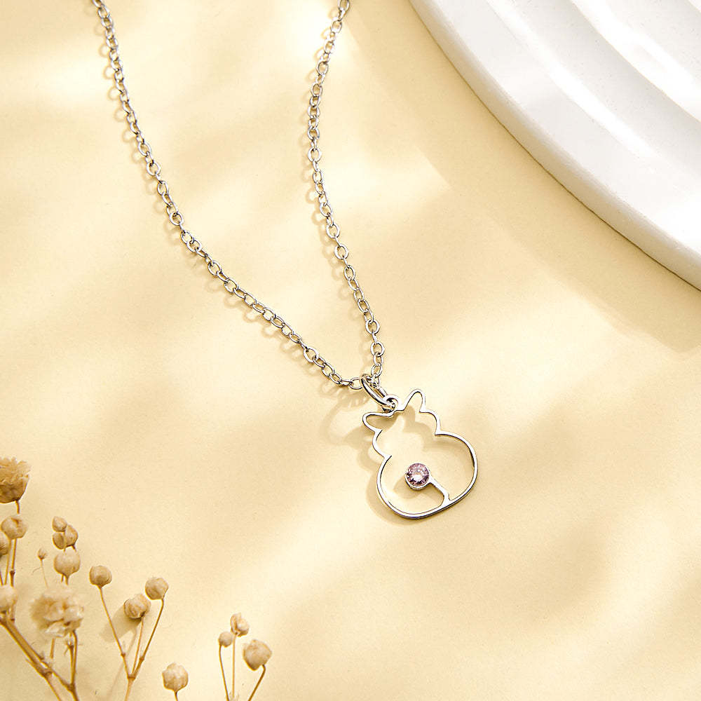 Custom Cat Necklace with Birthstone Necklace Birthday Anniversary Gift for Pet Lover - soufeelus