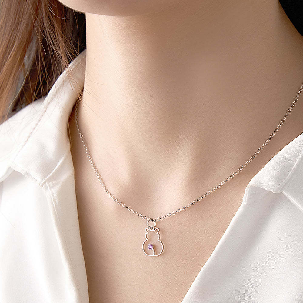Custom Cat Necklace with Birthstone Necklace Birthday Anniversary Gift for Pet Lover - soufeelus
