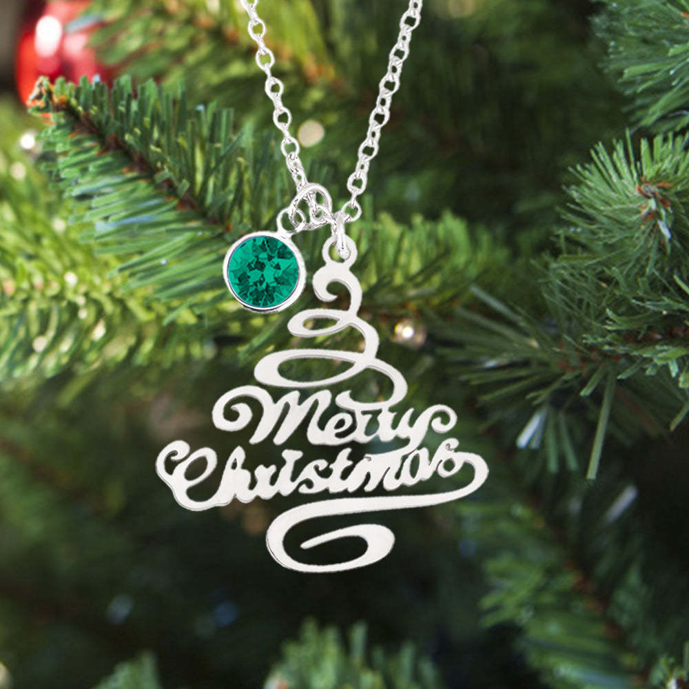 Personalized Christmas Tree Birthstone Necklace Christmas Gift for Her - soufeelus