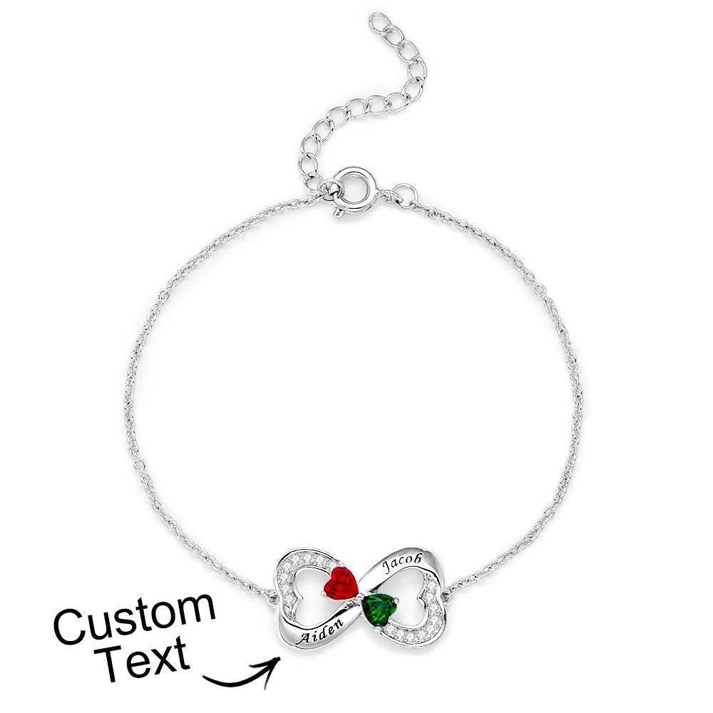 Engraved Fashion Birthstone Bracelet Personalized Flower Adjustable Bracelet For Her - soufeelus