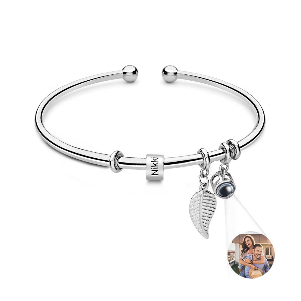 Personalized Photo Projection Bracelet Custom Number Of Optional Engravable Beads Jewelry Gift For Family - soufeelus