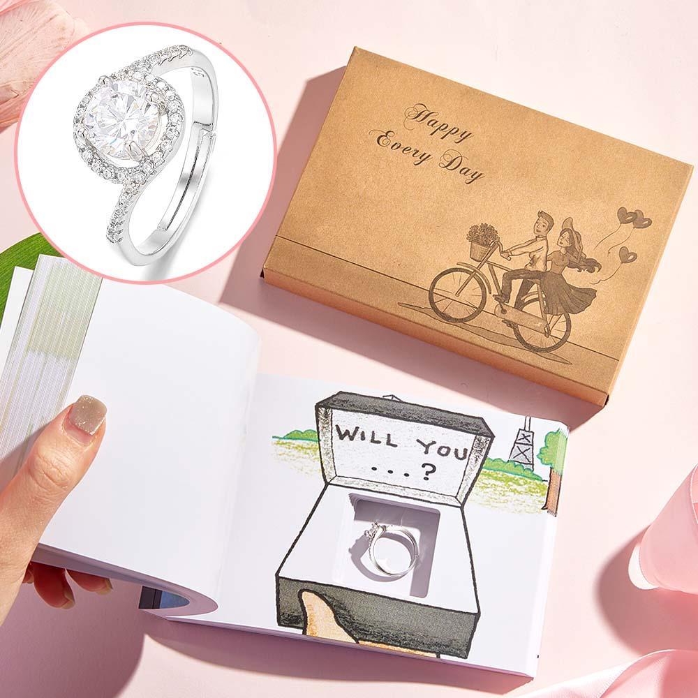 Creative DIY Flip Flap Book Can Hide the Marriage Ring Proposal Gift for Her