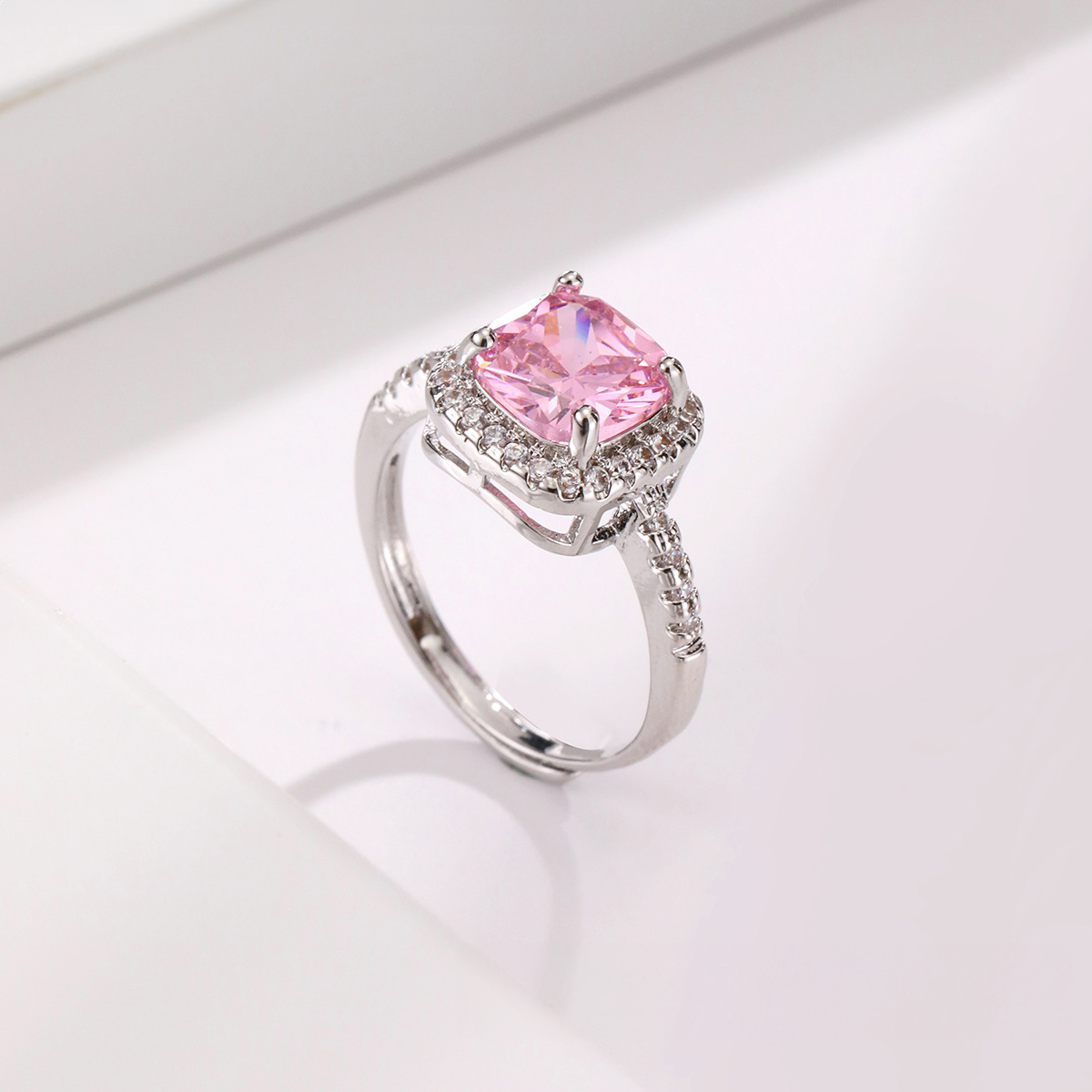 Engagement Ring Adjustable Ring with Flower Gift Box Best Valentine's