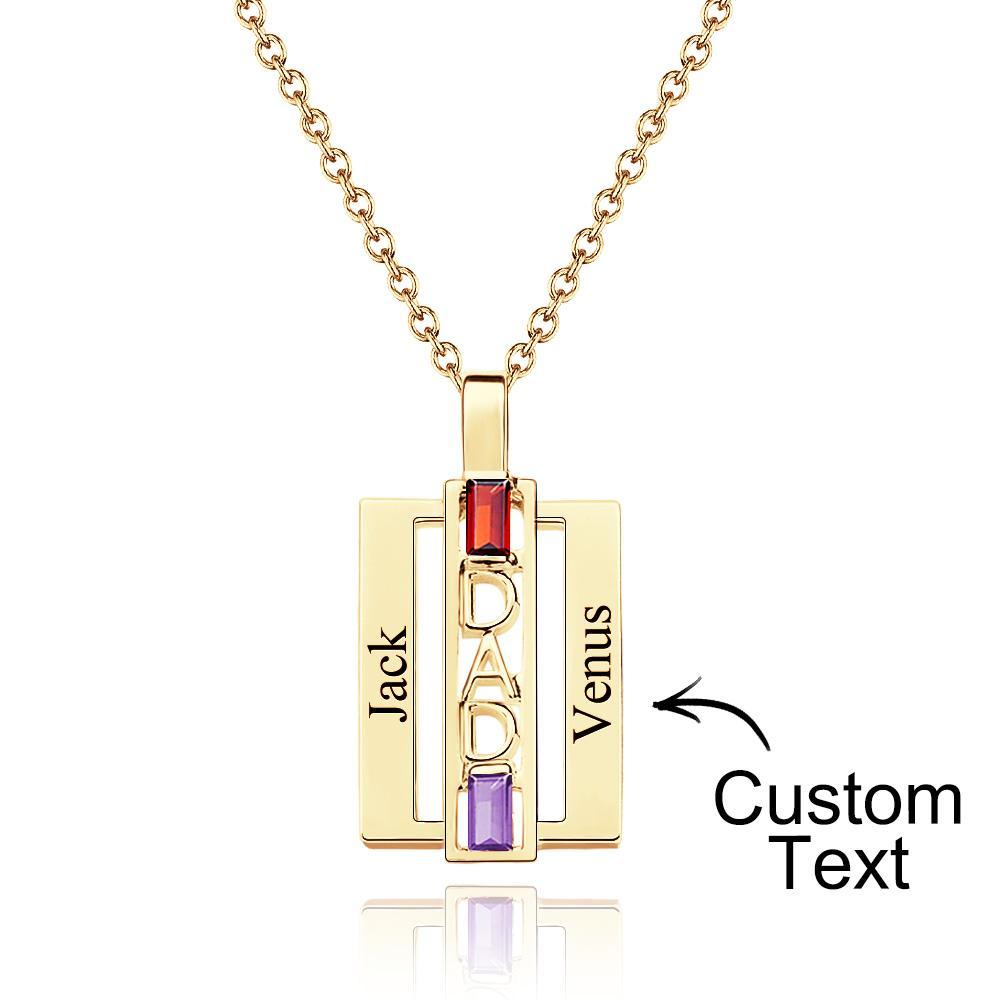 Custom Birthstone DAD Necklace Engraved Fashionable Jewelry Father's Day Gift - soufeelus