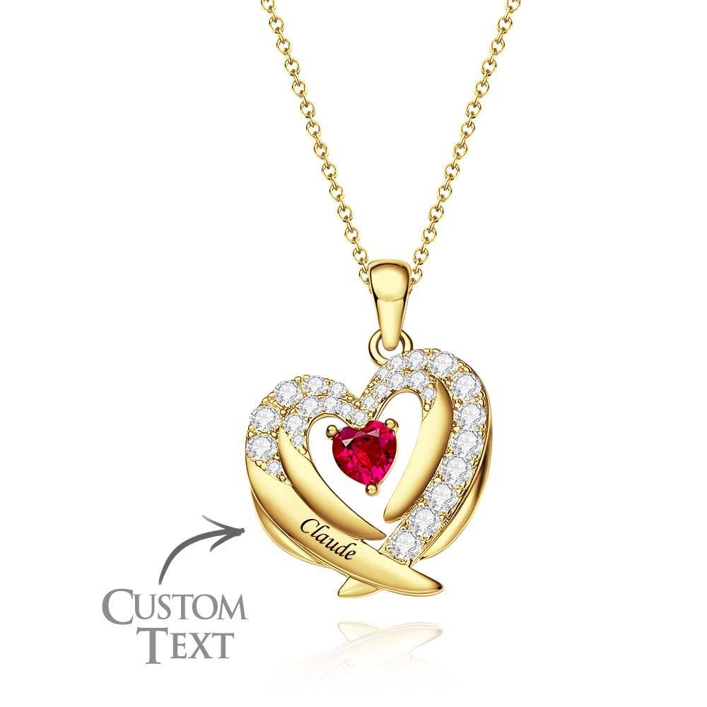 Engravable Birthstone Necklace Gorgeous Wings Gifts For Women - soufeelus