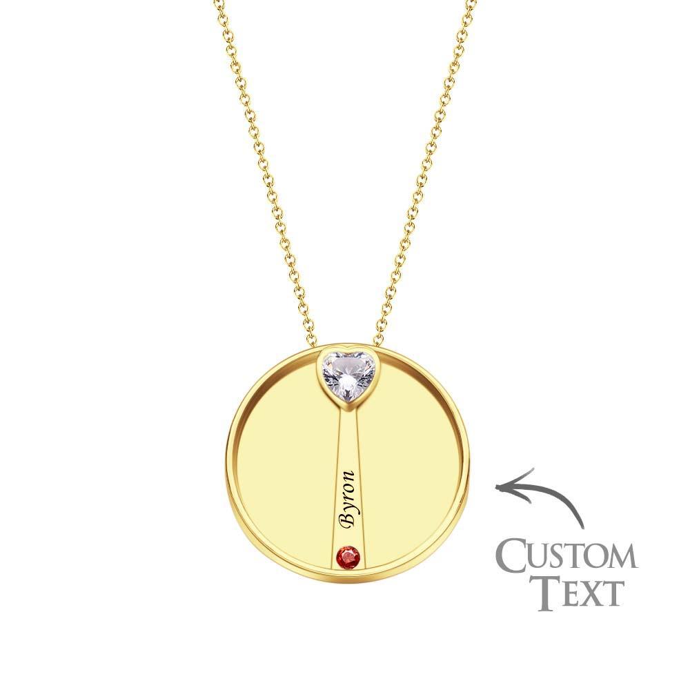 Engravable Birthstone Necklace Charming Circle Pendant Jewelry Gifts For Women - soufeelus
