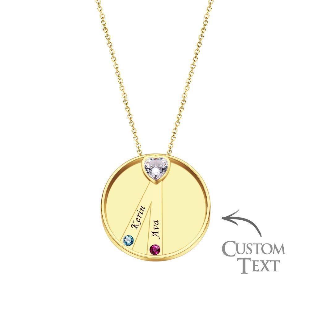 Engravable Birthstone Necklace Charming Circle Pendant Jewelry Gifts For Women - soufeelus