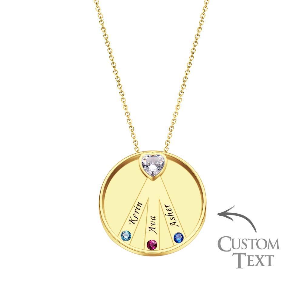 Engravable Birthstone Necklace Charming Circle Pendant Jewelry Gifts For Women - soufeelus