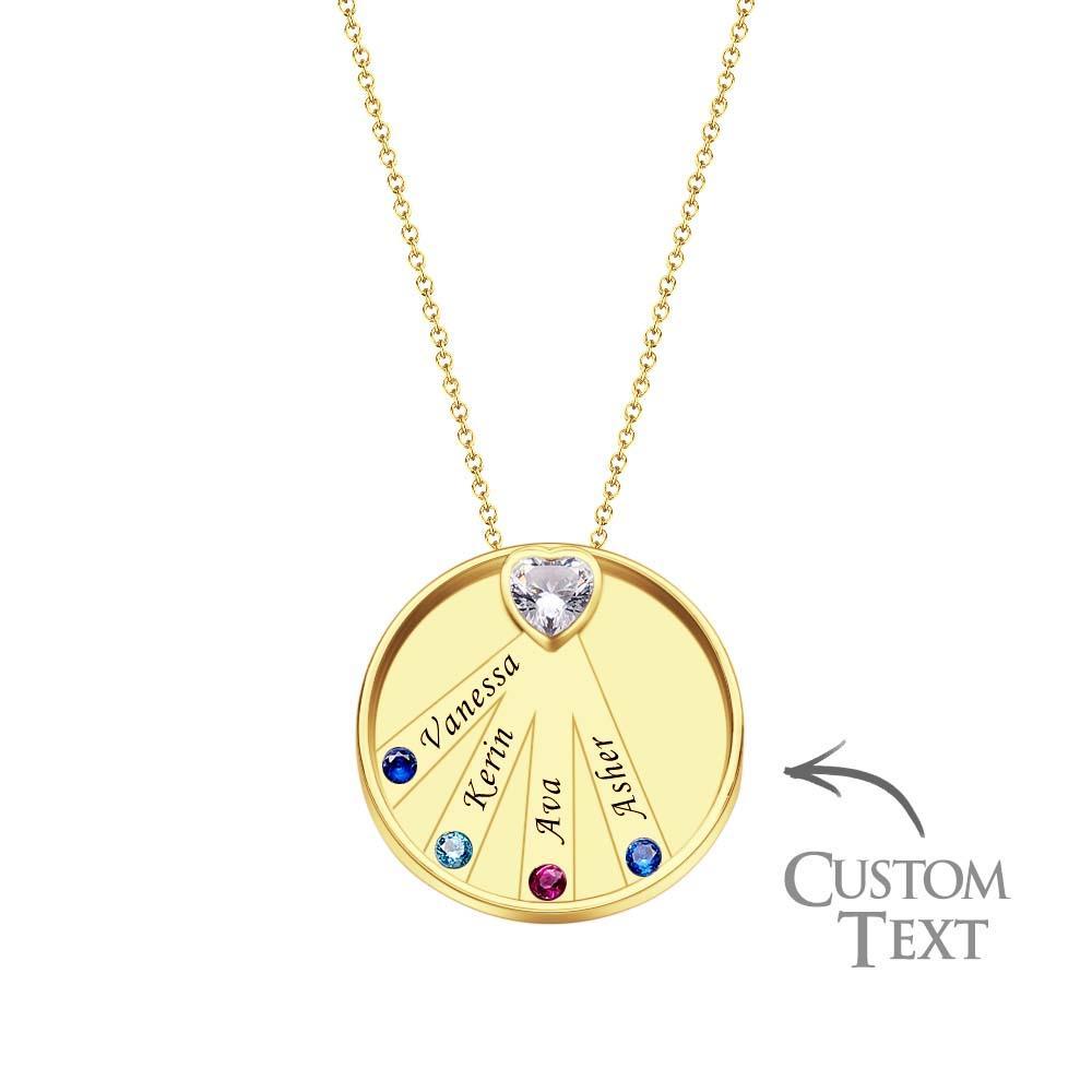 Engravable Birthstone Necklace Charming Circle Pendant Jewelry Gifts For Women - soufeelus