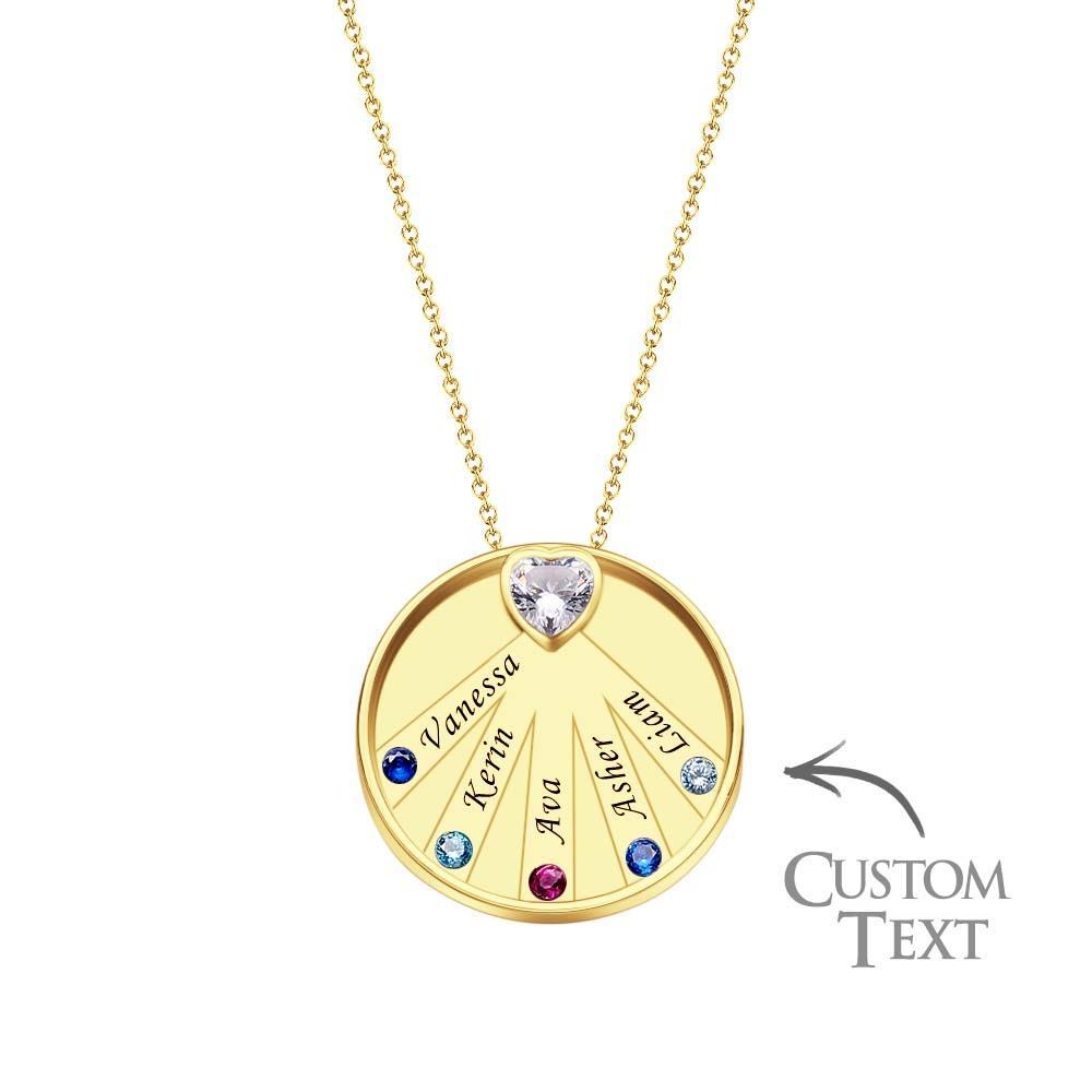 Engravable Birthstone Necklace Charming Circle Pendant Jewelry Gifts For Women - soufeelus