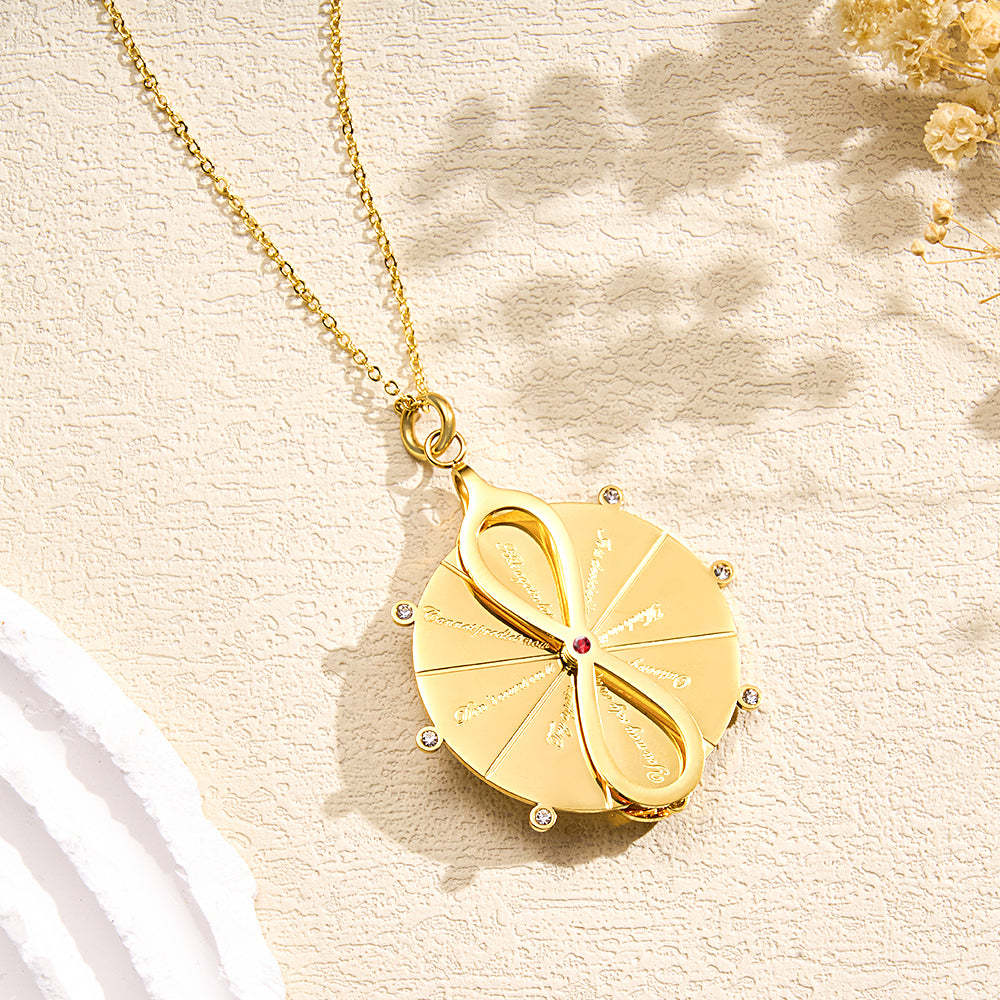 Custom Engraved Turntable Necklace Double Side Disc Proverb Pendant Love Gift - soufeelus