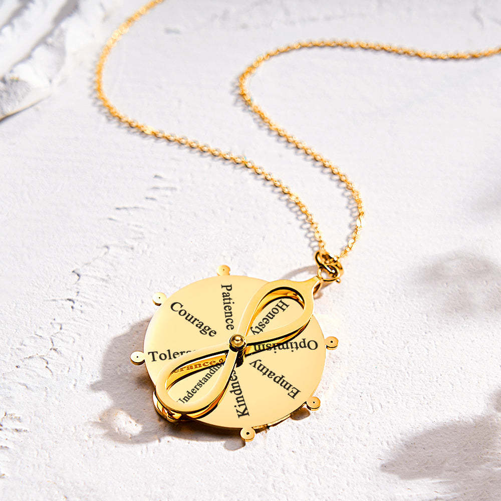 Custom Engraved Turntable Necklace Double Side Disc Proverb Pendant Love Gift - soufeelus