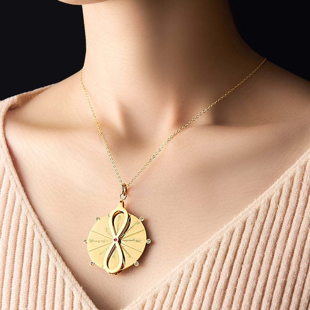 Custom Engraved Turntable Necklace Double Side Disc Proverb Pendant Love Gift - soufeelus