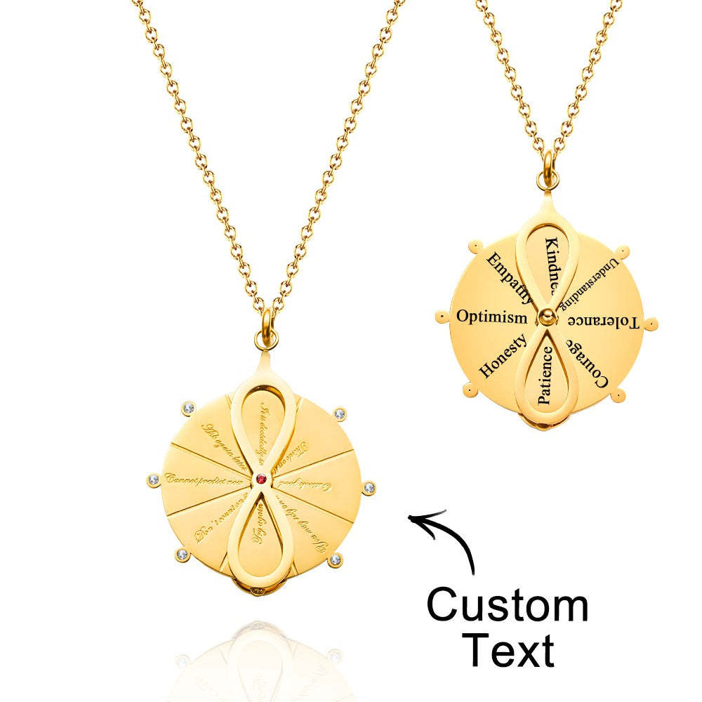 Custom Engraved Turntable Necklace Double Side Disc Proverb Pendant Love Gift - soufeelus