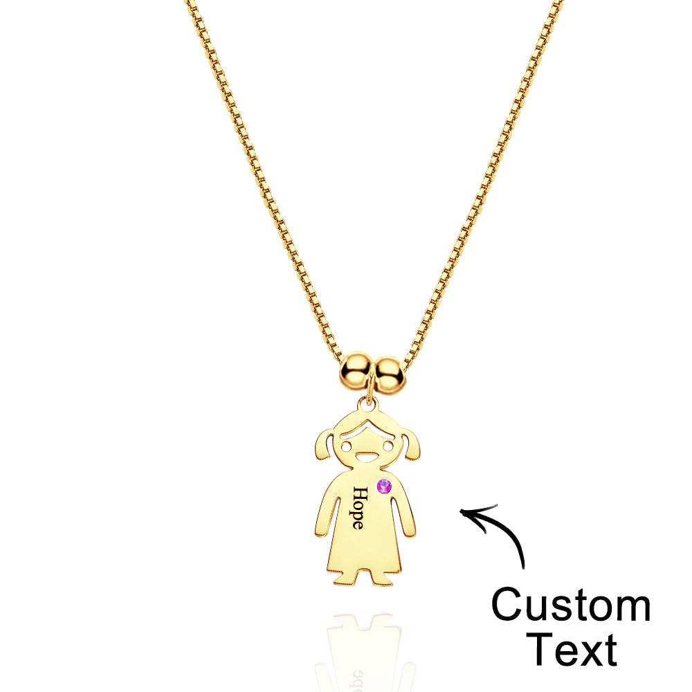 Mother's Necklace with Engravable Birthstone Children's Charms - soufeelus