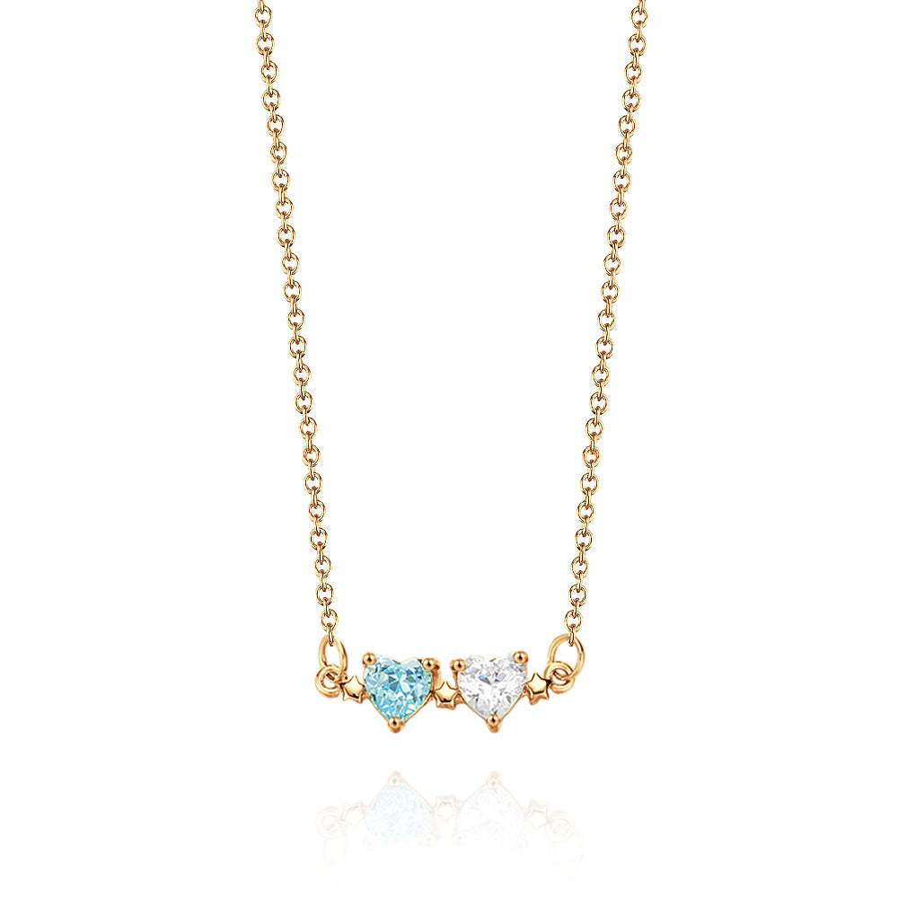 Personalized Heart-Shaped Birthstone Necklace Anniversary Birthday Gift for Her - soufeelus