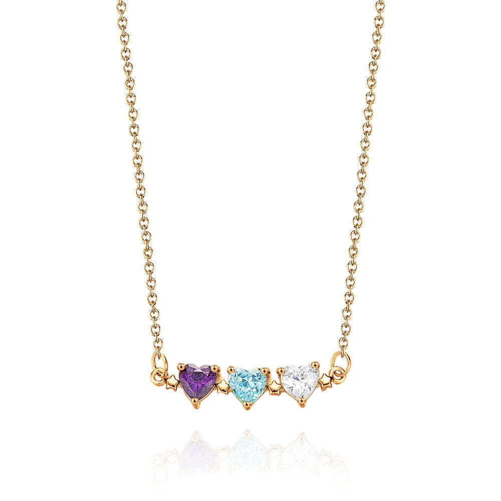 Personalized Heart-Shaped Birthstone Necklace Anniversary Birthday Gift for Her - soufeelus