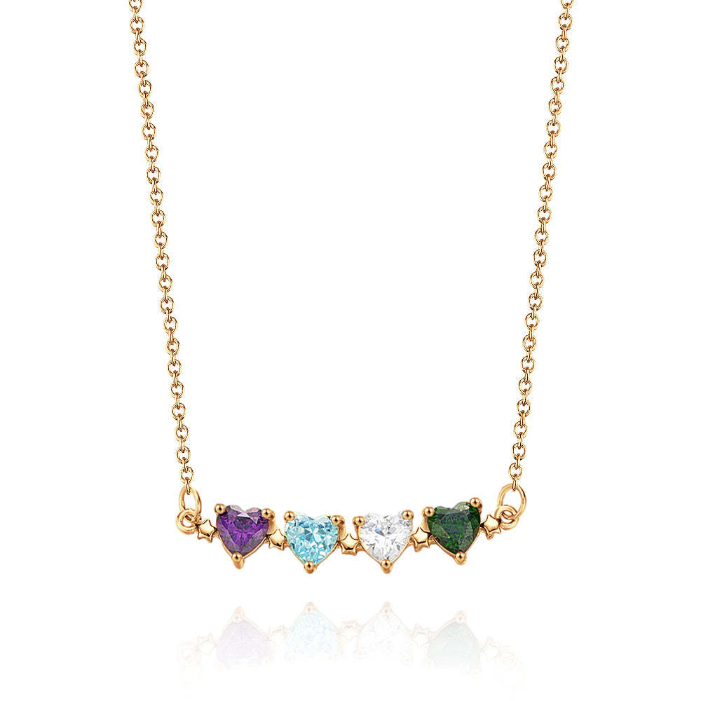 Personalized Heart-Shaped Birthstone Necklace Anniversary Birthday Gift for Her - soufeelus