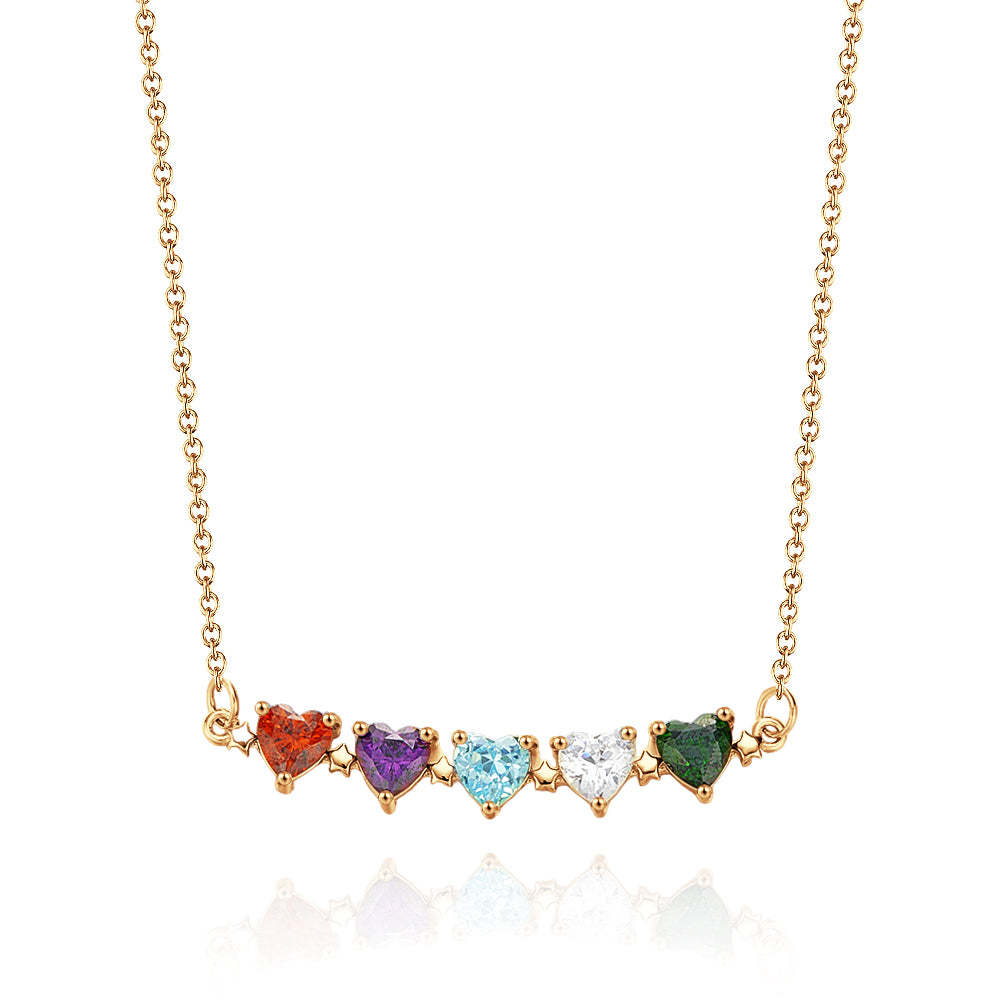 Personalized Heart-Shaped Birthstone Necklace Anniversary Birthday Gift for Her - soufeelus