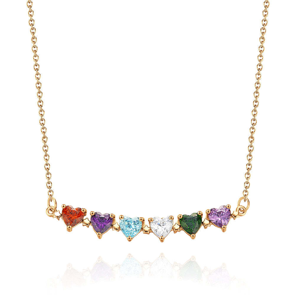 Personalized Heart-Shaped Birthstone Necklace Anniversary Birthday Gift for Her - soufeelus