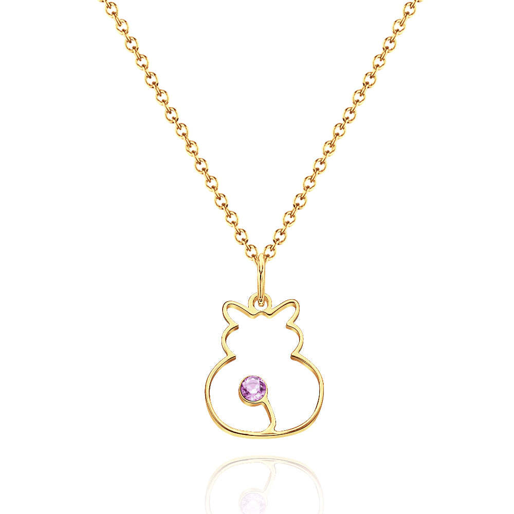 Custom Cat Necklace with Birthstone Necklace Birthday Anniversary Gift for Pet Lover - soufeelus