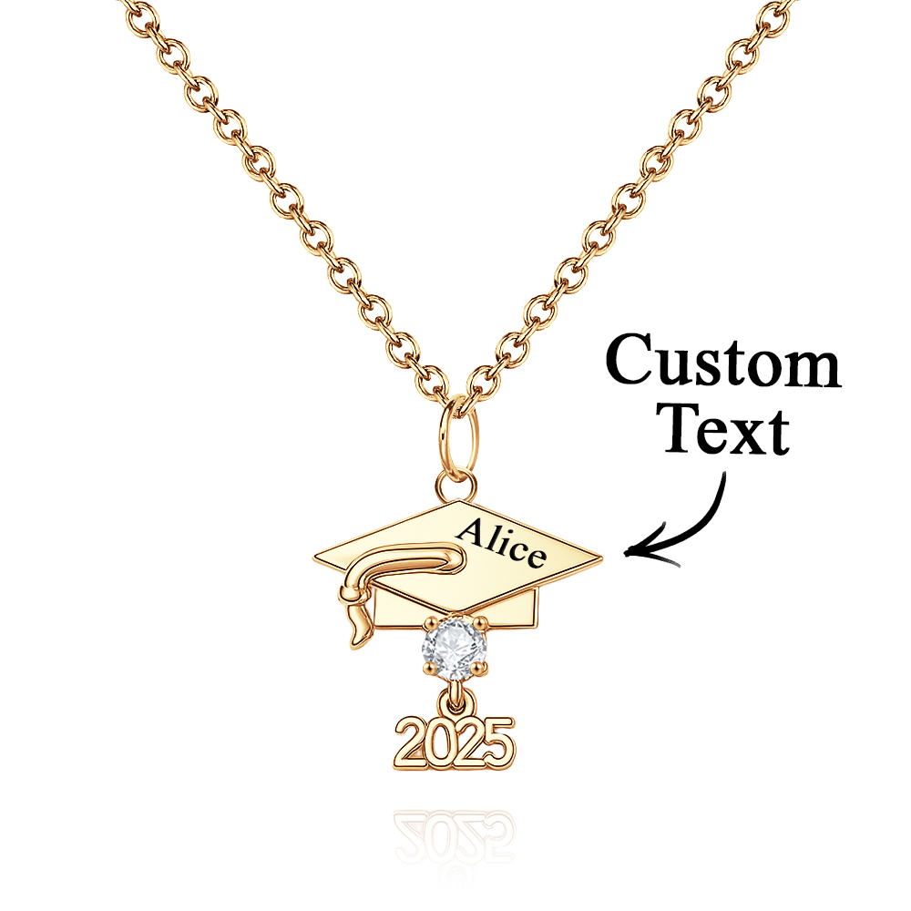 Personalized Graduation Cap Pendant Necklace Custom Birthstone & Name Sterling Silver Necklace Graduation Jewelry Gift for Her/Girlfriend/Daughter