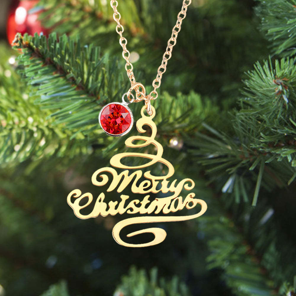 Personalized Christmas Tree Birthstone Necklace Christmas Gift for Her - soufeelus