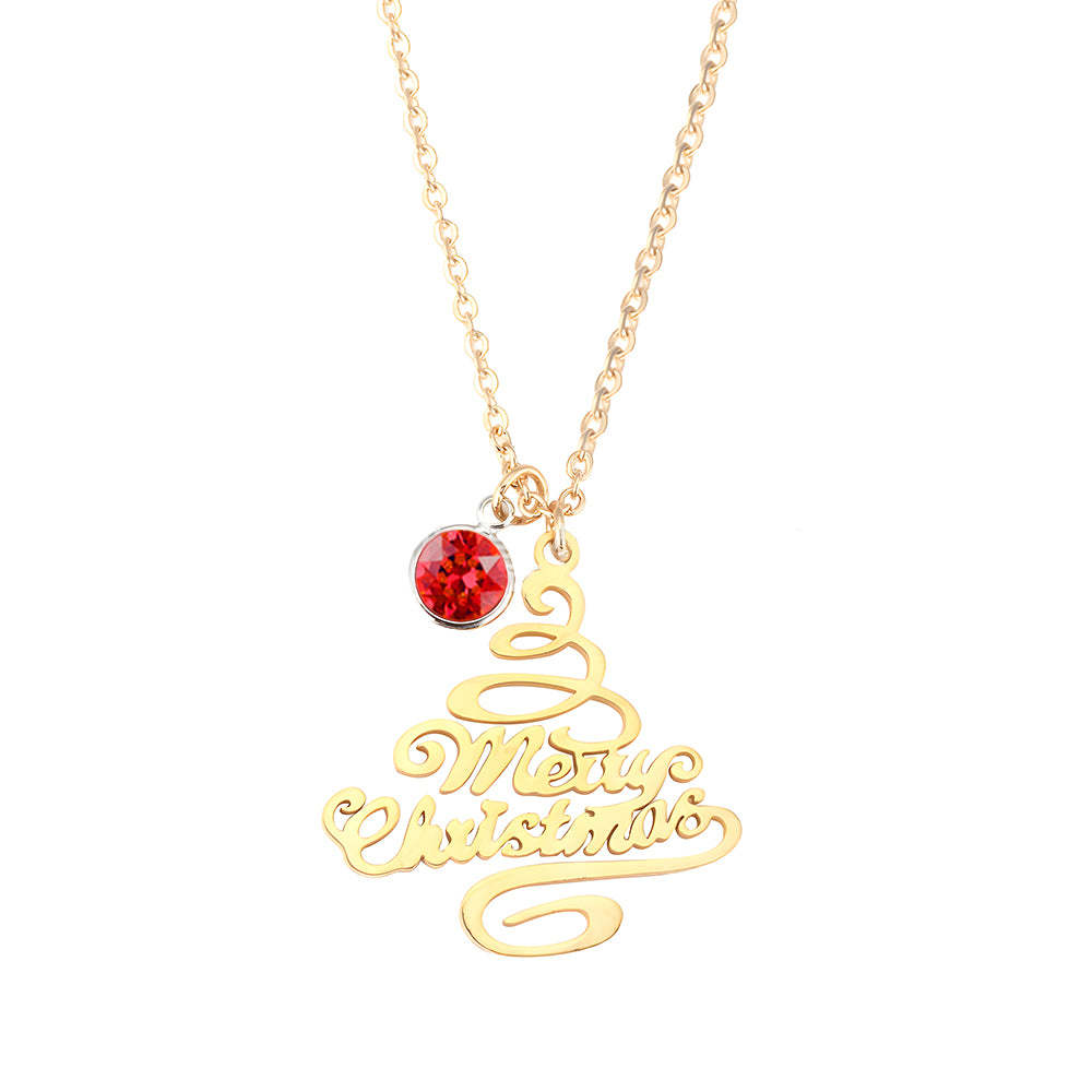 Personalized Christmas Tree Birthstone Necklace Christmas Gift for Her - soufeelus