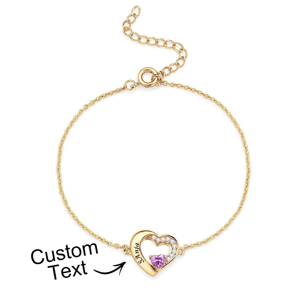 Engraved Fashion Birthstone Bracelet Personalized Flower Adjustable Bracelet For Her - soufeelus