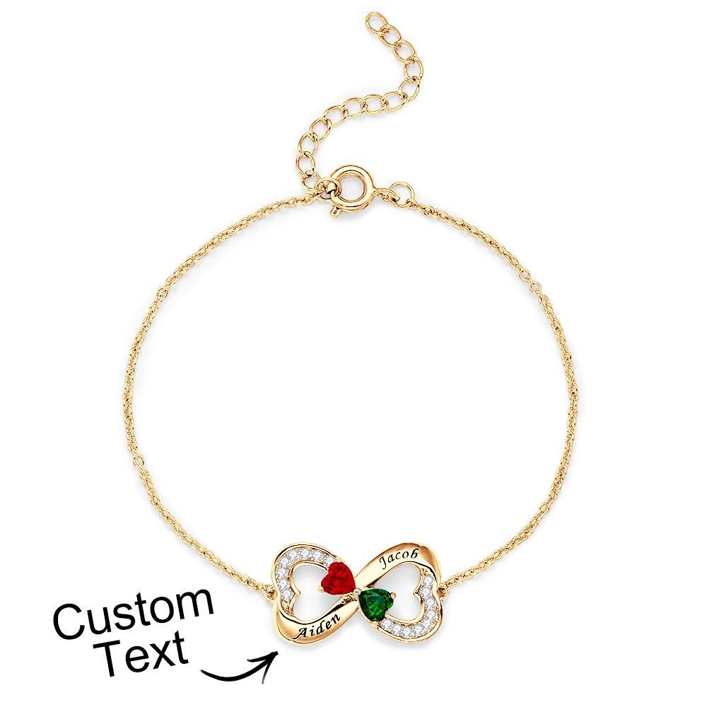 Engraved Fashion Birthstone Bracelet Personalized Flower Adjustable Bracelet For Her - soufeelus