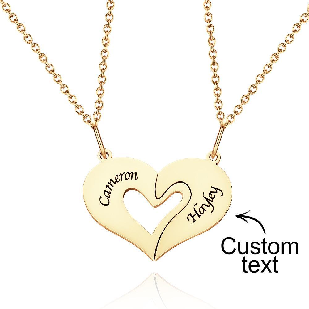 Personalized Engraved Heart Puzzle Necklace Custom Creative Pendant For Couples - soufeelus