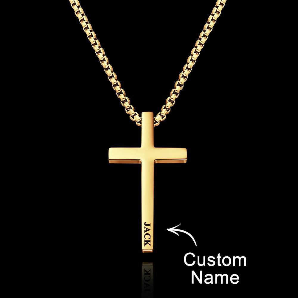 Custom Cross Necklace Engraved Necklace Men's Punk Pendant Necklace Baptism Christian Bible Verse Gifts Gift For Him - soufeelus