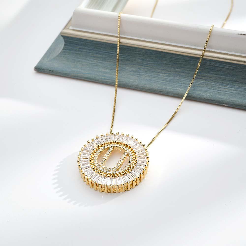 Custom Initial Letter Diamond Necklace Sunburst Hip Hop Necklace For Him - soufeelus