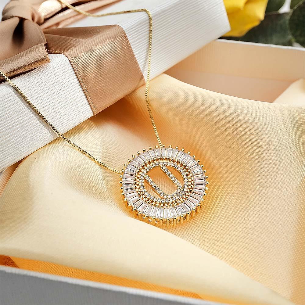 Custom Initial Letter Diamond Necklace Sunburst Hip Hop Necklace For Him - soufeelus