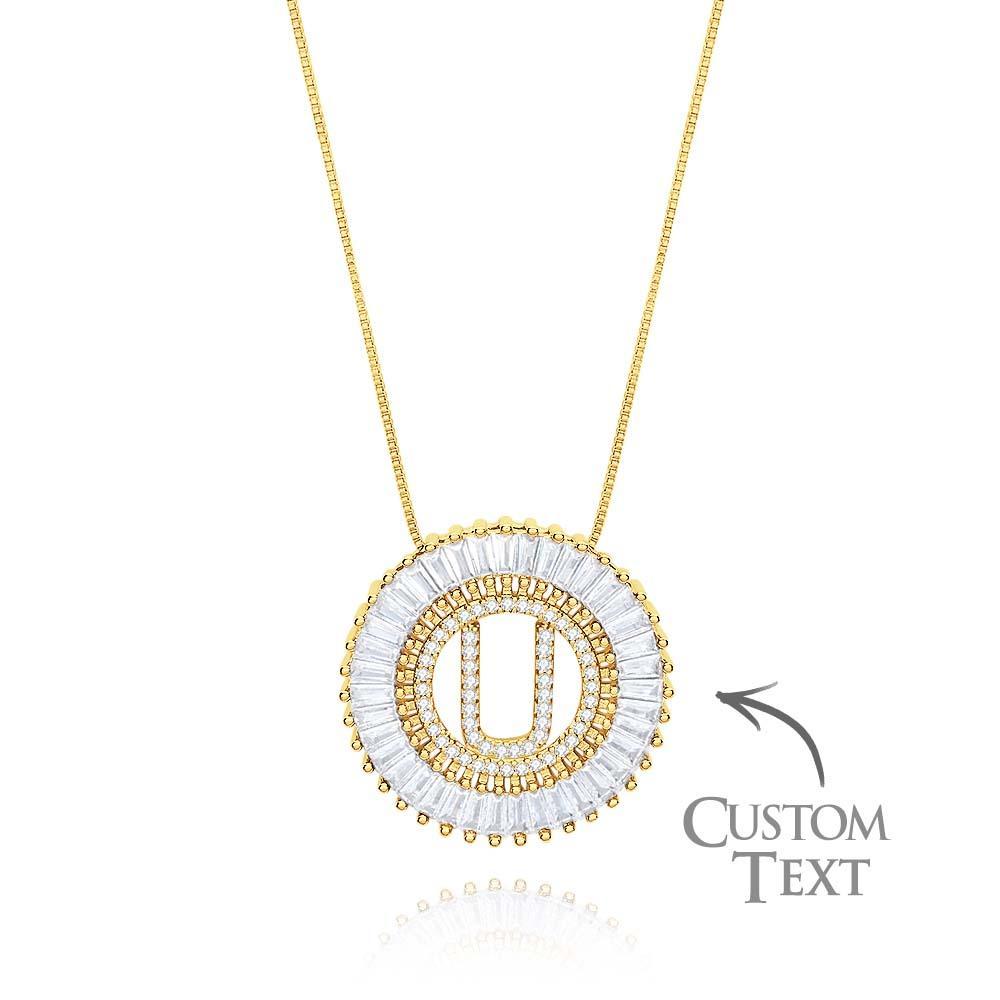 Custom Initial Letter Diamond Necklace Sunburst Hip Hop Necklace For Him - soufeelus