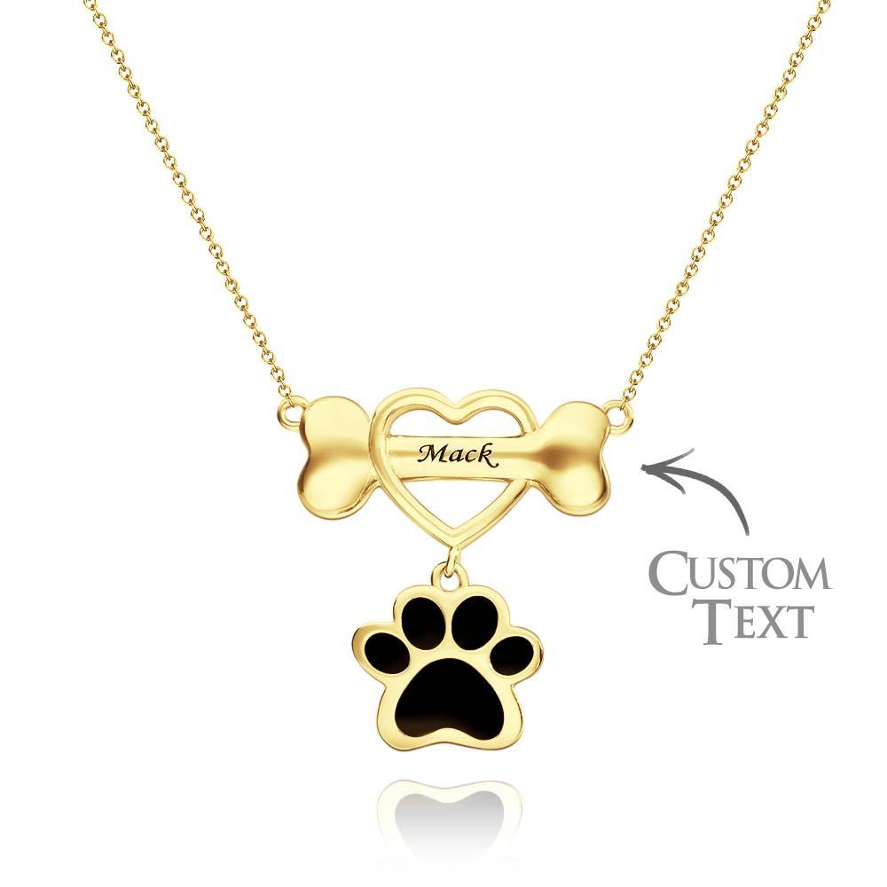 Engravable Pet Paw Theme Necklace Bone Pendant Jewelry For Pet Lovers - soufeelus