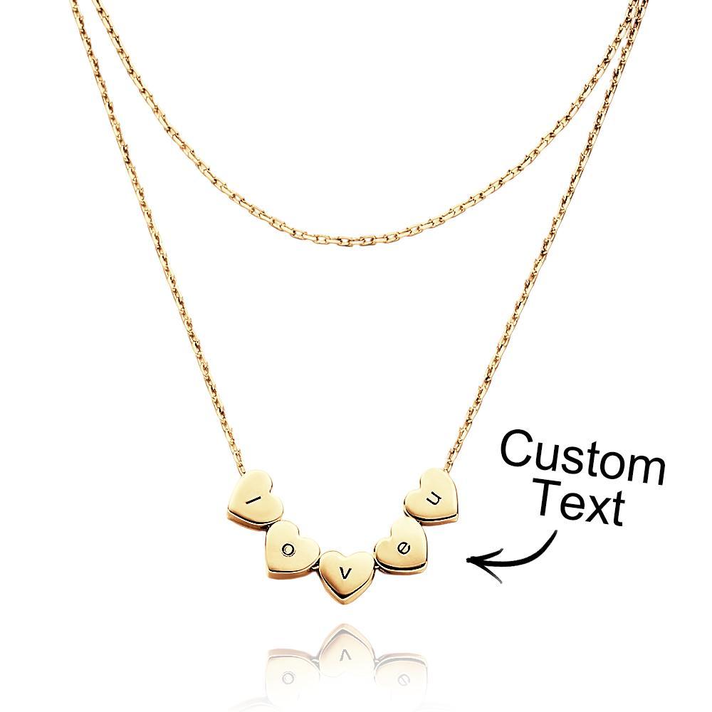 Double Chain Set Heart Engraved Necklace Heart-shaped Personalized Necklace Gift For Women - soufeelus